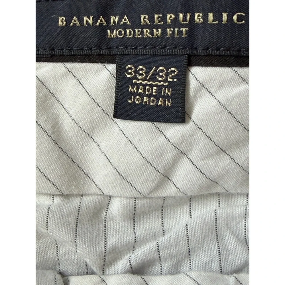Banana Republic Chino Pants Trousers Modern Fit Gray Pinstripe Wool 33x32 JBHS